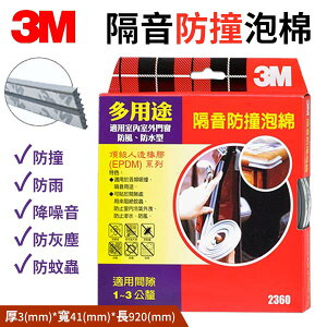 3M 多用途 隔音 防撞 泡棉 降噪 橡膠 門窗 防塵 防蚊 防蟲 防水 防風 2360