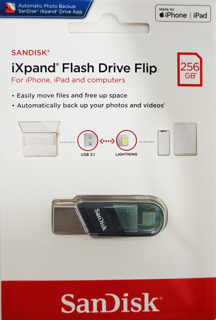 SanDisk 256GB 256G Ixpand Drive Flip SDIX90N-256G Lightning