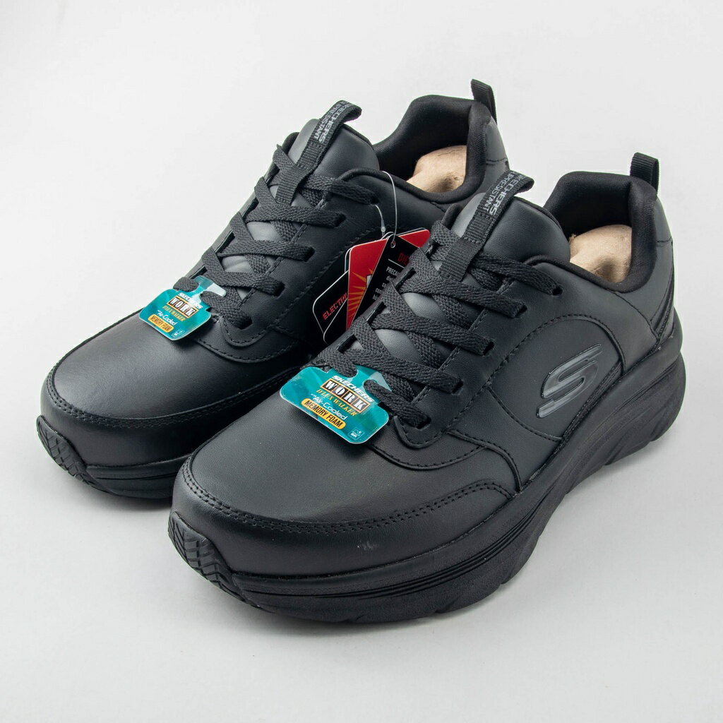 SKECHERS 男皮質 工作鞋 D'LUX WALKER SR 寬楦 舒適 全黑 休閒鞋 200102WBLK 現貨