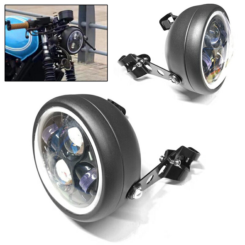 復古摩托車改裝配件 LED天使前照燈CG/GN125天駿復古大燈總成通用
