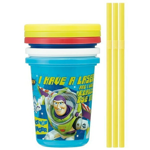 【領券滿額折100】 日本製迪士尼TOYS玩具總動員吸管杯組附蓋(3入-320ml) 1