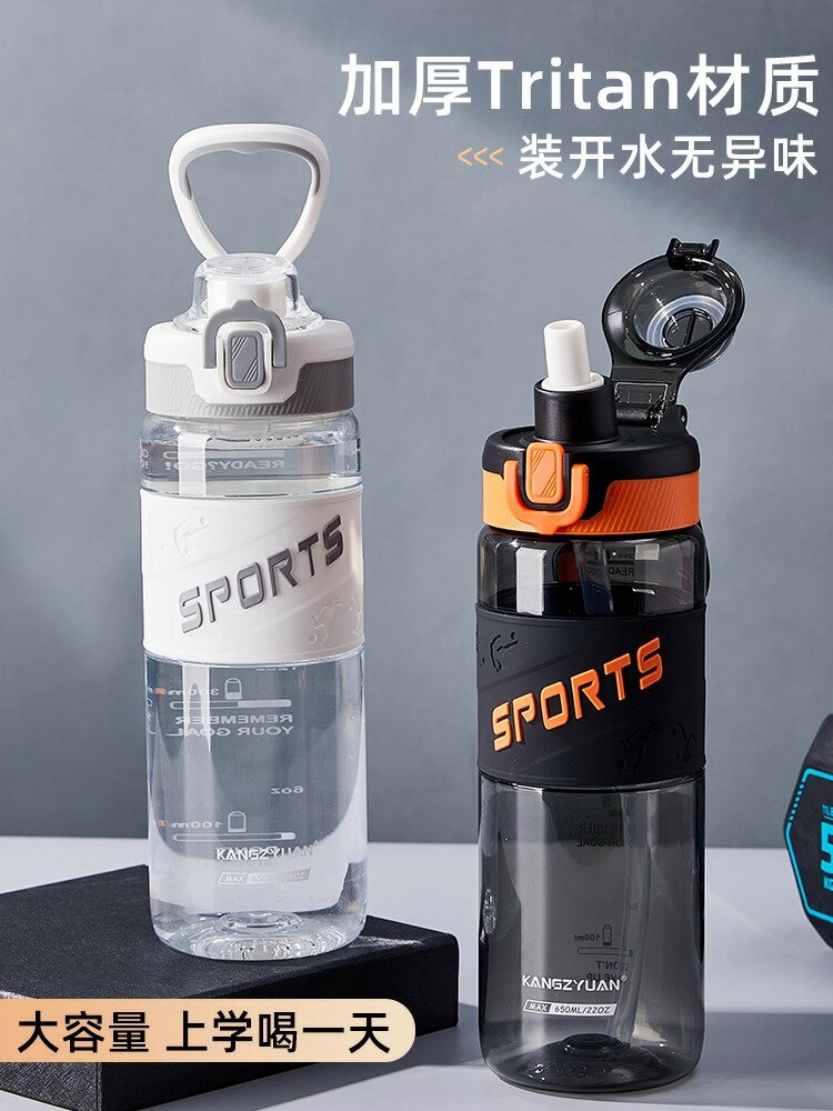 免運·德國運動水杯男生新款大容量耐高溫tritan塑膠吸管杯子健身壺夏天