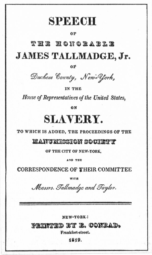 Missouri Compromise 1820 Ntitle-Page Of The Printed Speech By Rep James ...