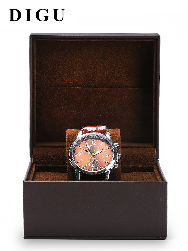 手錶盒 狄古PU皮車線手錶盒子包裝盒腕表收納盒單只包裝盒禮盒直角方形【MJ3920】