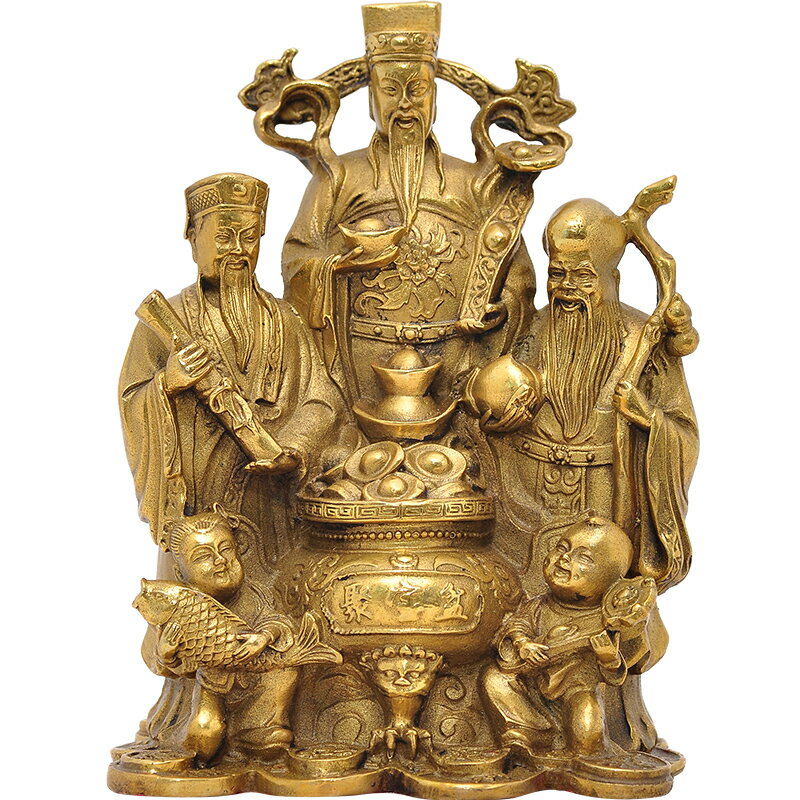 純銅福祿壽三星擺件新房福星祿星壽星供奉招財擺設祝賀壽裝飾禮品