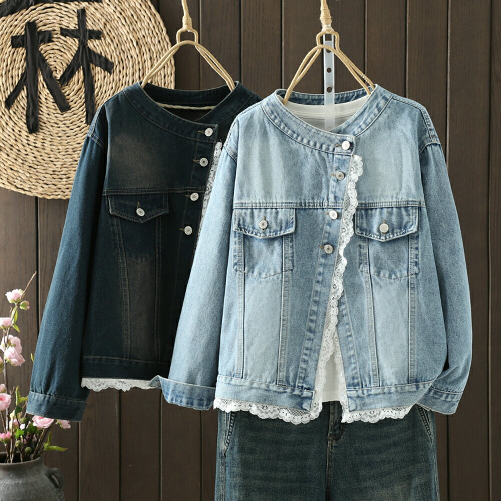 ＊ORead＊蕾絲蕾絲拼接牛仔外套(2色F碼)