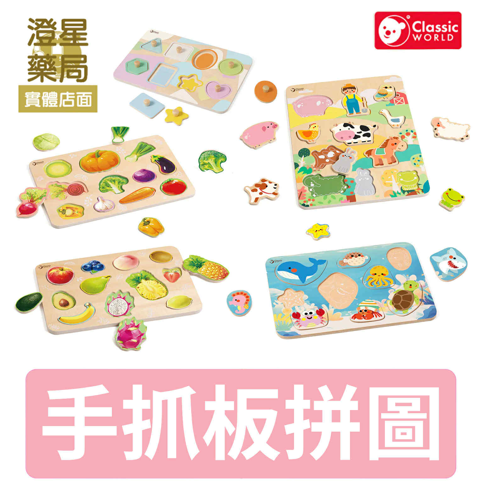 ⭐德國 Classic World 木玩 - 手抓板拼圖 感統玩具 字母配對