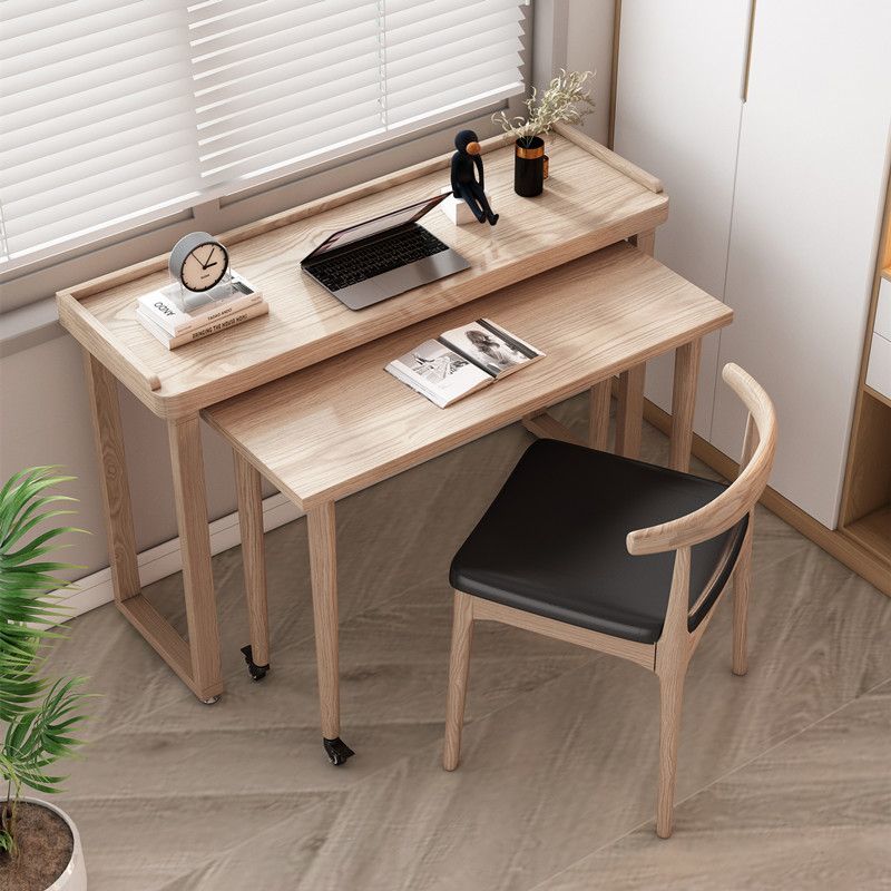 【限時優惠】全實木小戶型書桌雙層組合寫字桌可移動桌子家用電腦桌簡約辦公桌