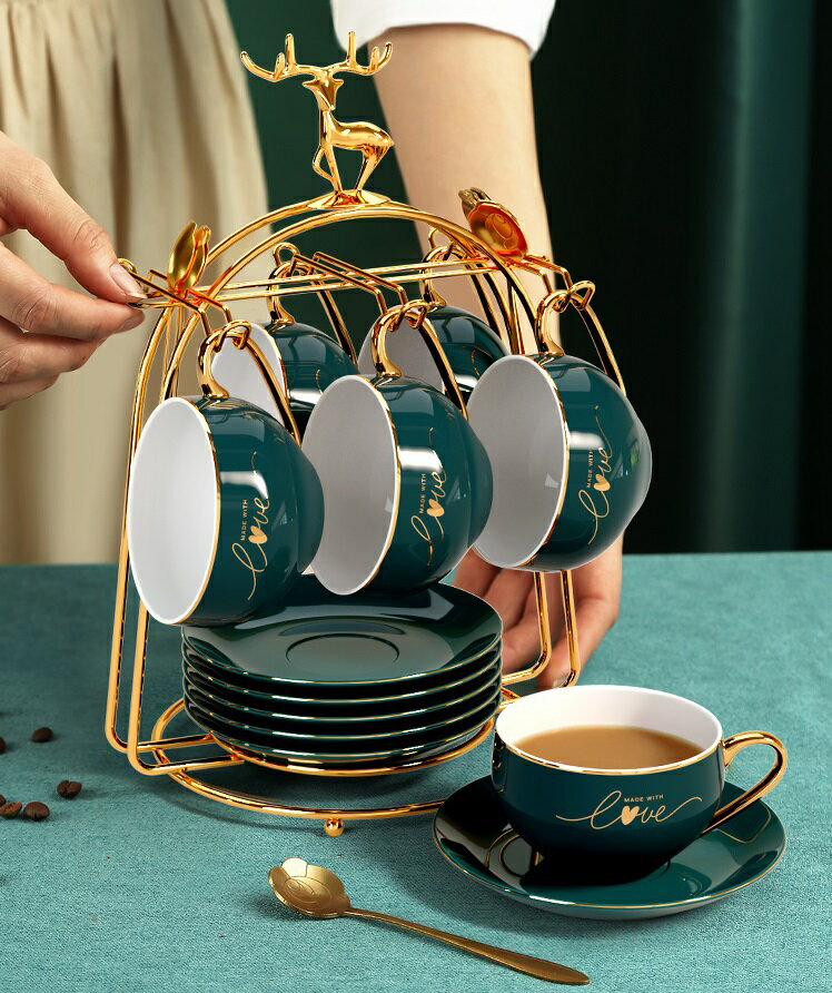 輕奢咖啡杯套裝高顏值歐式杯碟陶瓷咖啡杯子高檔精致英式下午茶具 【奇趣生活】