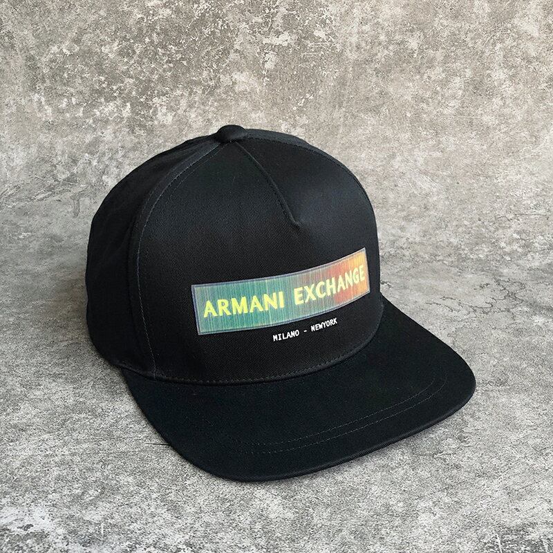美國百分百【全新真品】Armani Exchange 棒球帽 AX 平沿 帽子 配件 老帽 反戴 logo 黑 AY29