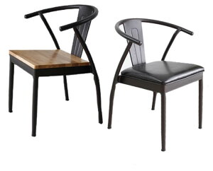 鐵皮椅 鐵椅 餐椅 北歐復古鐵藝實木餐桌椅實木辦公椅餐廳咖啡椅做舊鐵皮椅子電腦椅『WW0736』