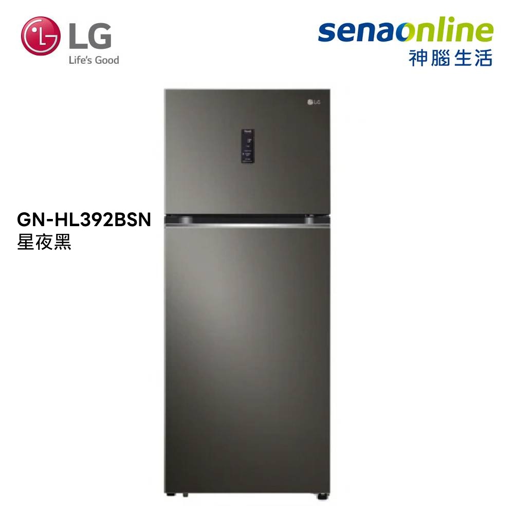 [贈基本安裝]LG 392L WiFi 智慧變頻雙門冰箱 星夜黑 GN-HL392BSN