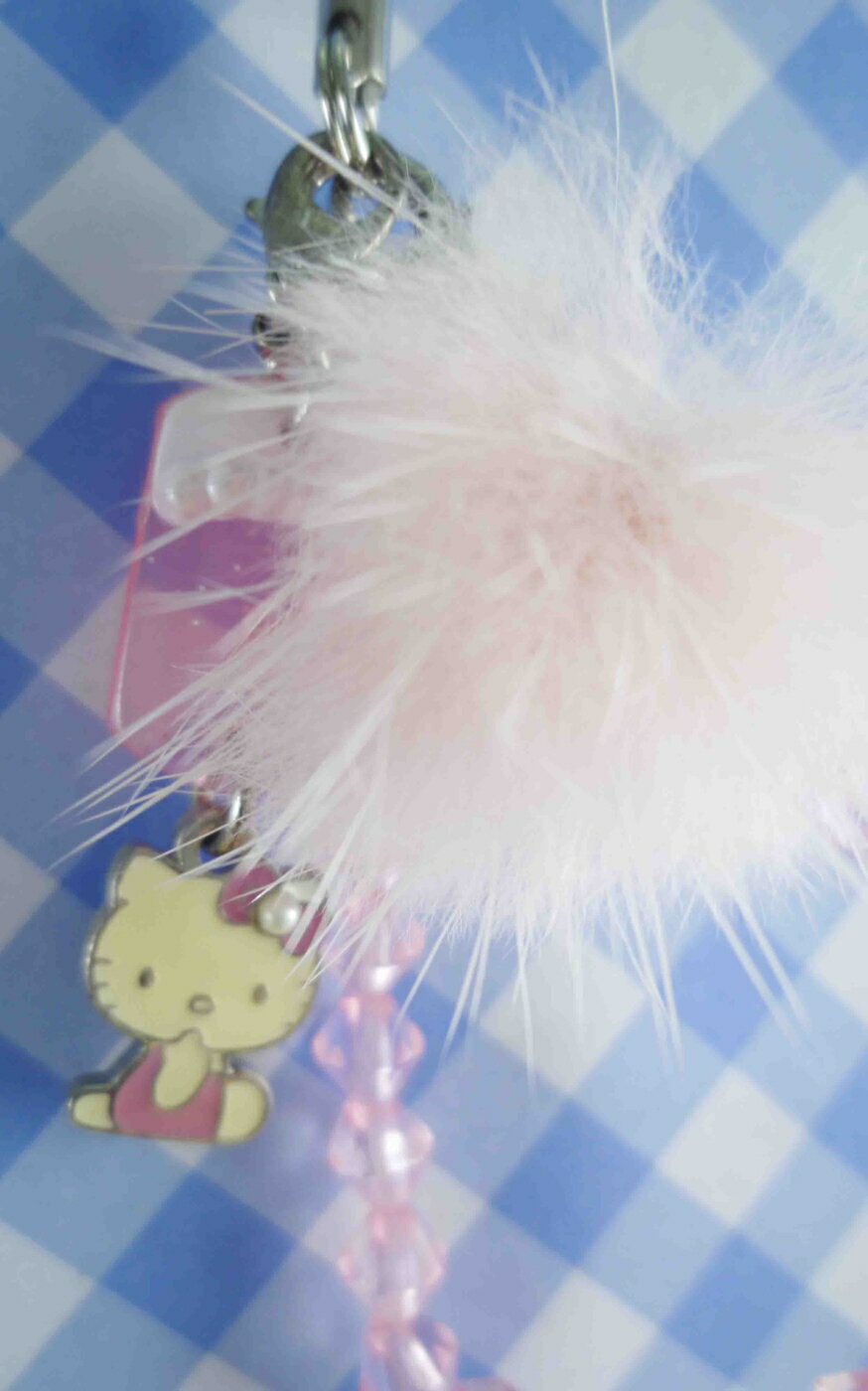 【震撼精品百貨】Hello Kitty 凱蒂貓 KITTY手機提帶-粉珠(毛) 震撼日式精品百貨