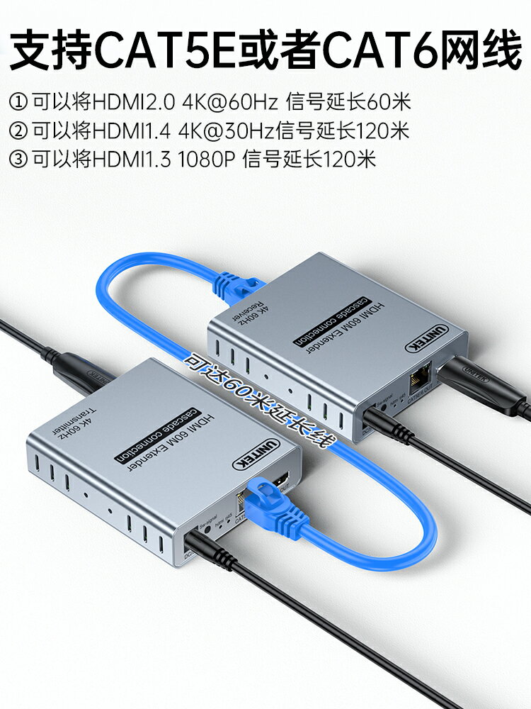 全網最低價~優越者hdmi網線延長器轉RJ45網絡網口收發器60米120米4K高清傳輸器音視頻信號傳輸放大轉換器一發多收轉接器 2
