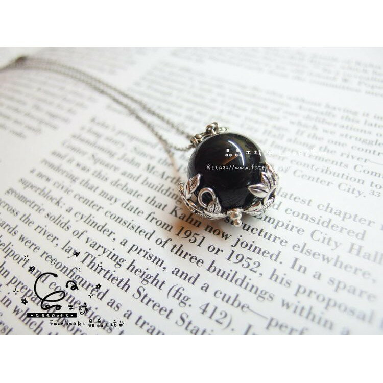 沉靜星球/黑曜石/晶石鍊墜/925純銀/ [晶晶工坊-love2hm]