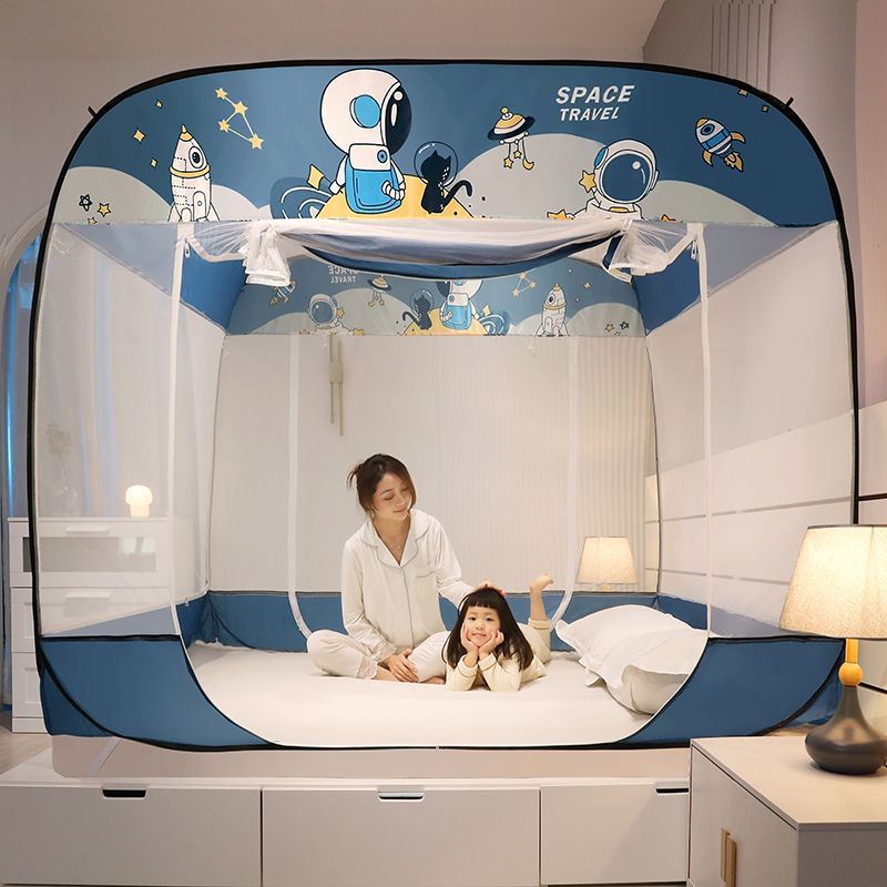 2025年新款蚊帳家用免安裝學生宿舍可折疊蒙古包全底防摔蚊帳