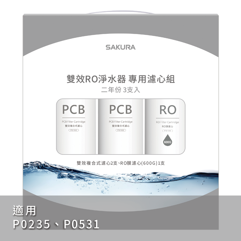 【SAKURA 櫻花】RO淨水器專用兩年份濾心組F2194【適用P0235｜P0531◇F0162兩支｜F0186一支｜櫻花授權經銷】