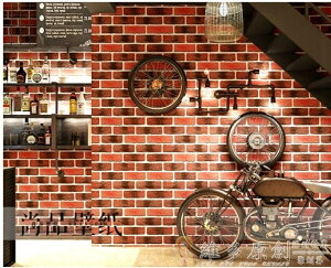 壁貼壁紙 復古懷舊3D立體仿磚紋磚塊磚頭墻紙咖啡館酒吧餐廳文化石紅磚壁紙DF 免運