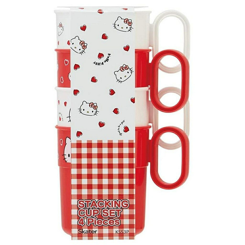 【震撼精品百貨】Hello Kitty 凱蒂貓 HELLO KITTY 4入塑膠水杯(300ML) 日本製 #49243 震撼日式精品百貨