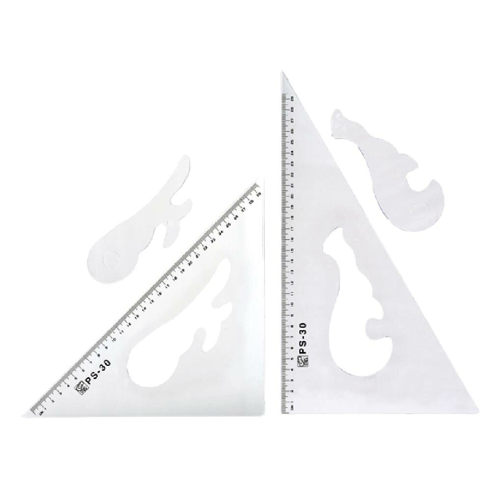 【MBS 萬事捷】 PS 塑膠 三角板 內雲形 30cm /組 4114 (4714126200553)