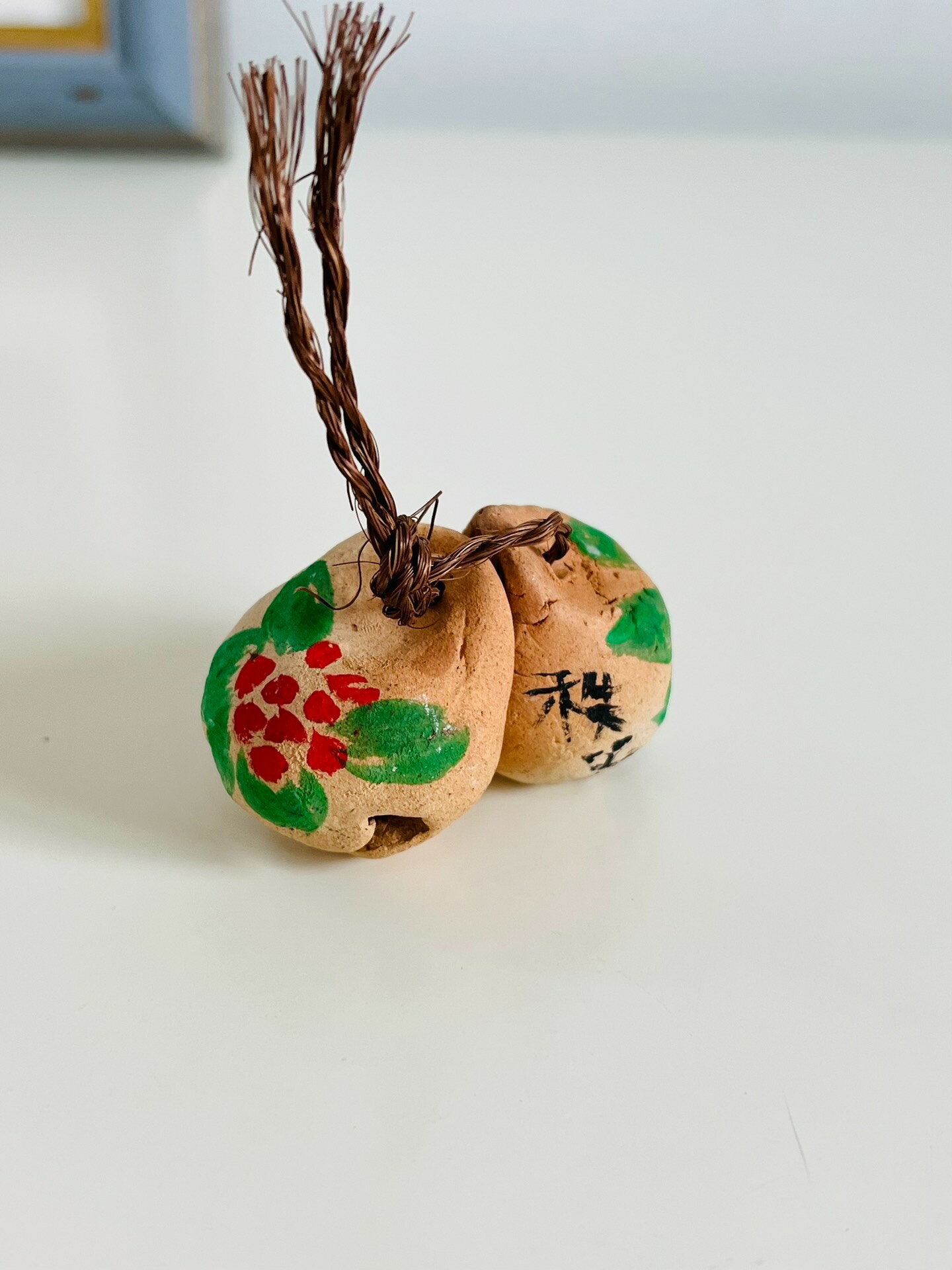 日本昭和 鄉土玩具 土人形 手工粗陶燒紙開運土鈴鐺置物