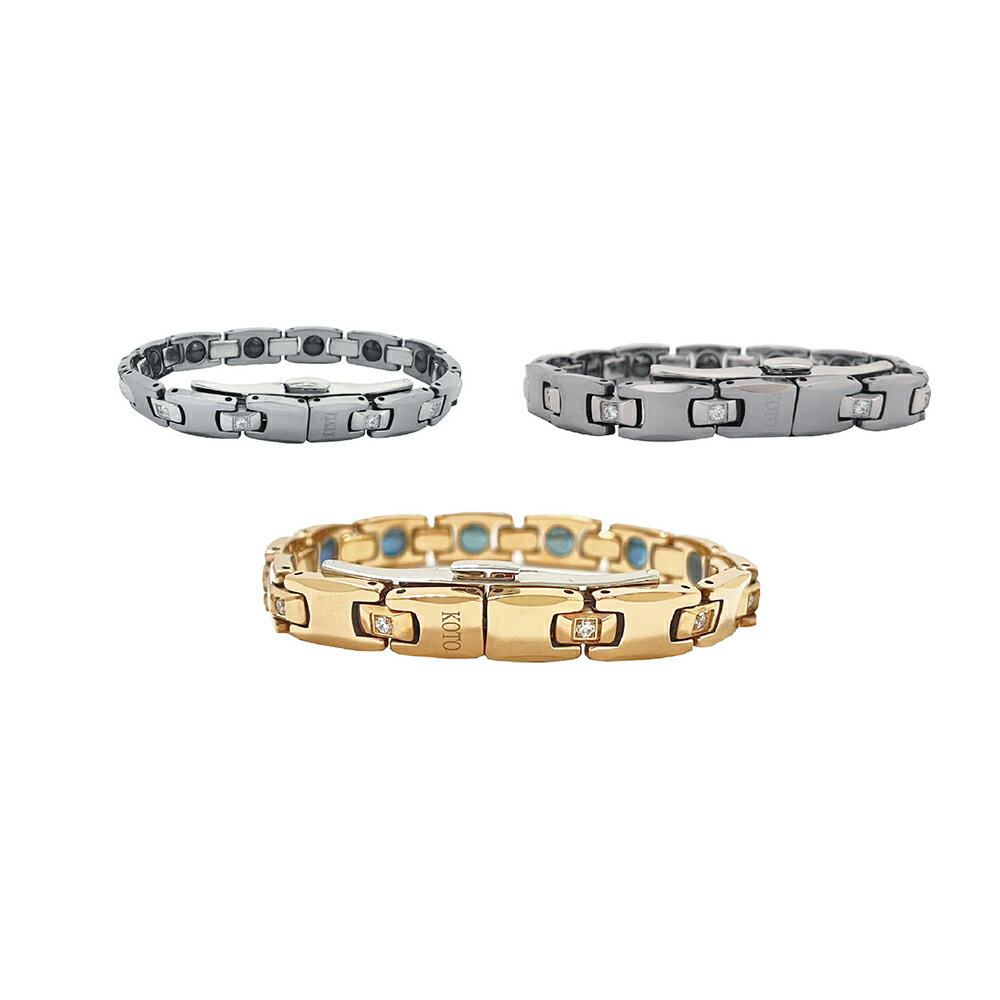 KOTO原廠外銷歐洲品牌KENTA 豪華鑲鑽鍺磁石健康鎢鋼手鍊1入 蝴蝶扣限量款(玫瑰金/銀色可選)總裁鋯鑽榮耀富貴能量