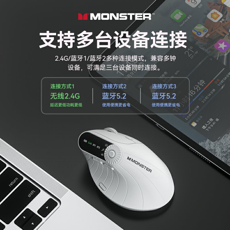 魔聲M2pro垂直滑鼠人體工學充電2025新款多功能電腦通用