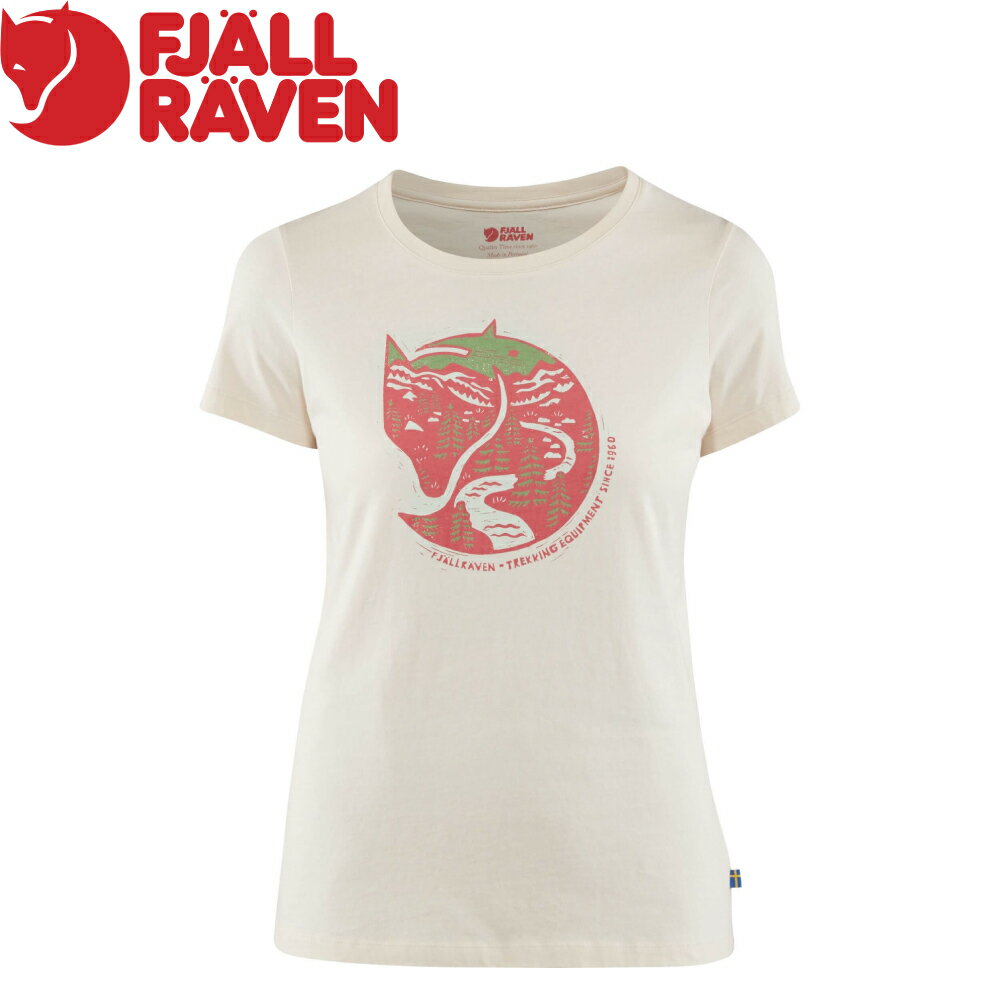 【Fjallraven 小狐狸 瑞典 女 Arctic Fox有機棉T恤《粉筆白》】F89849/短T/短袖