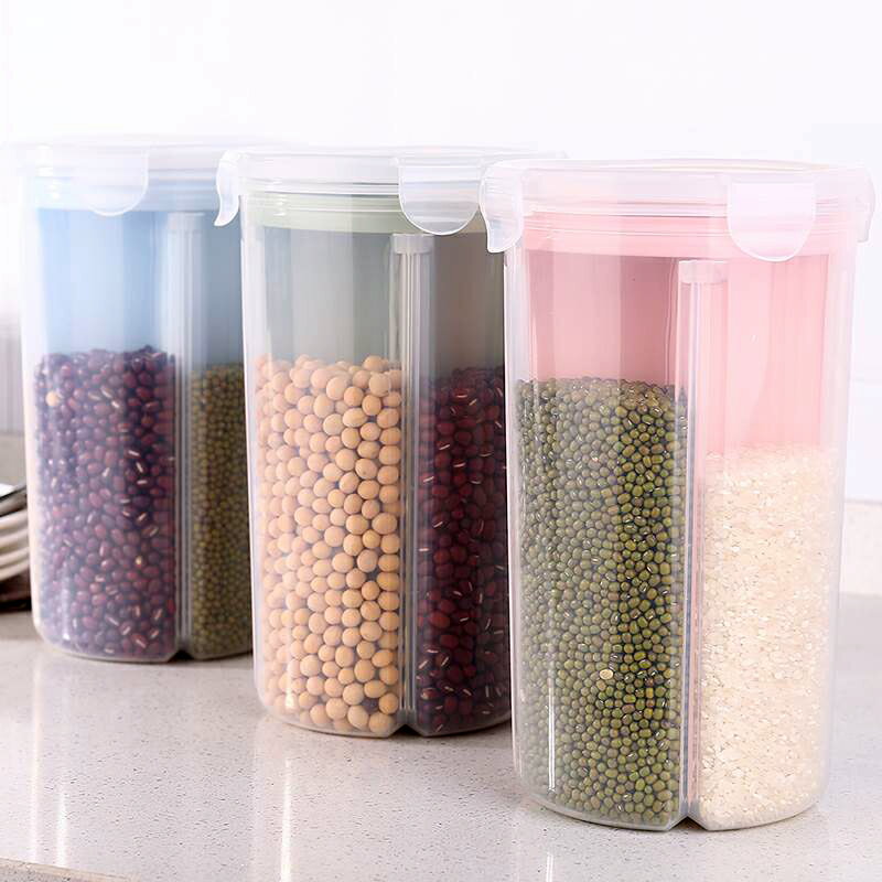 廚房分格透明密封罐家用塑料五谷雜糧儲物罐子多功能食品收納盒