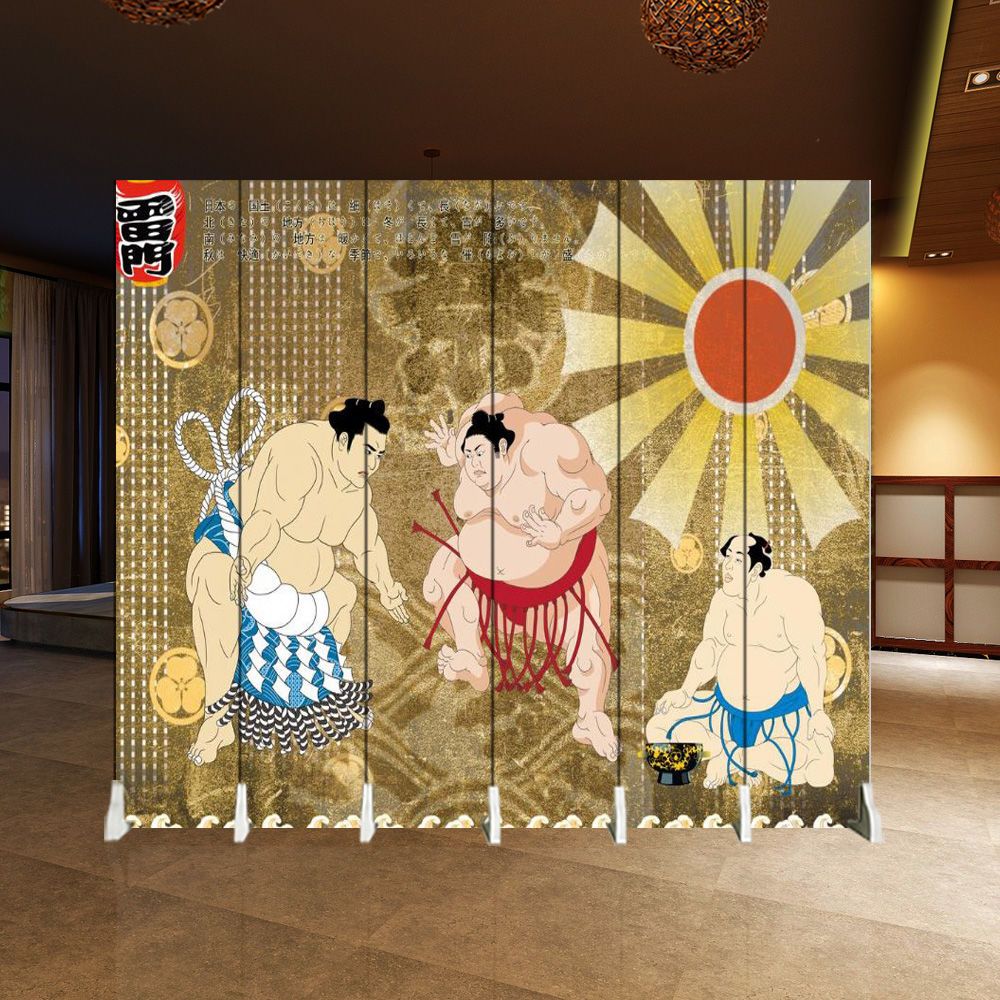 【公司貨 免運 速發】開發票 客製 日式格子屏風折疊移動隔斷和風禪意 浮世繪招財藝術創意紋身刺身