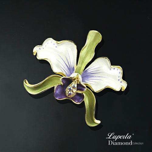 大東山珠寶 璀璨花園系列 手繪彩漆晶鑽胸針 蝴蝶蘭 幸福向你飛來