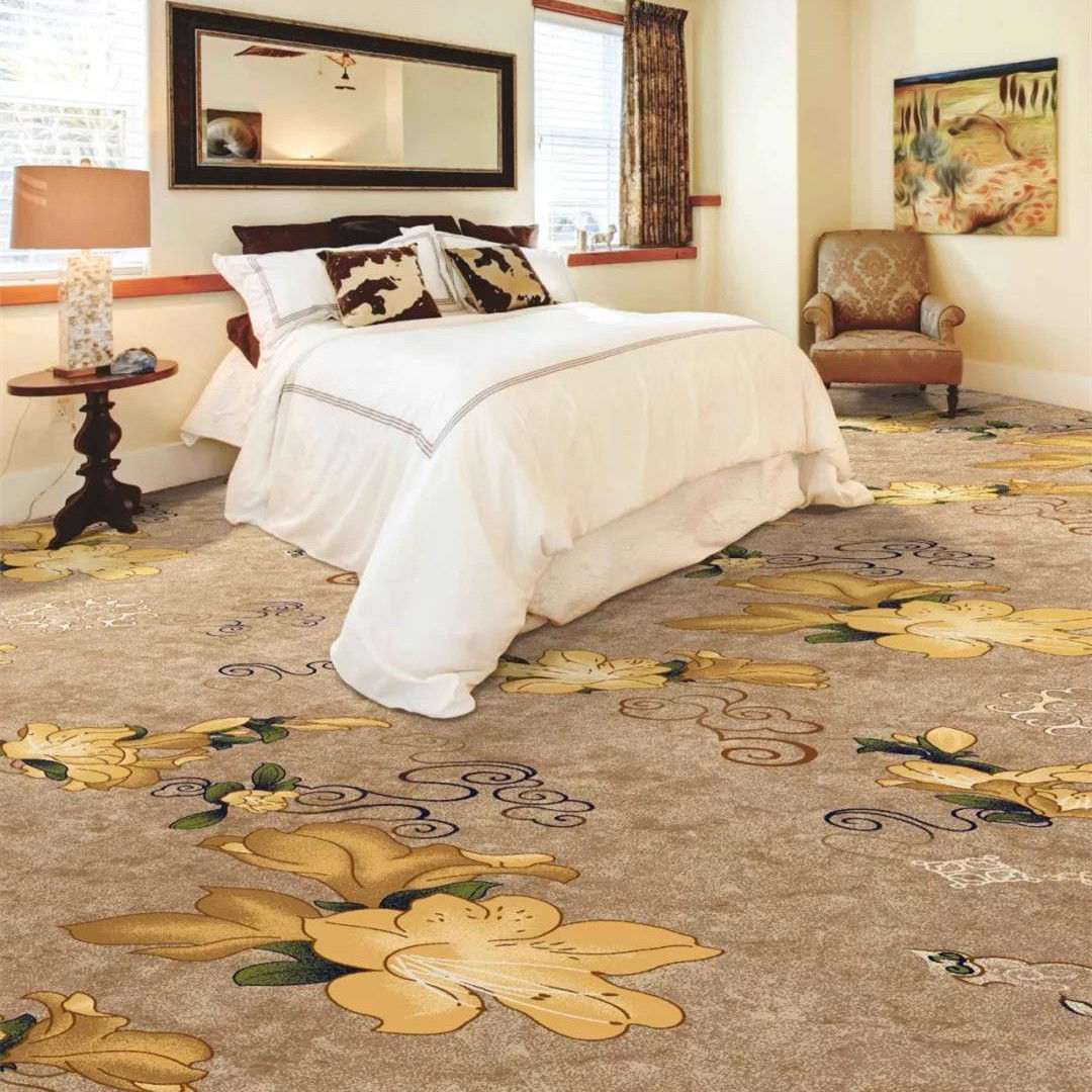 酒店宾馆卧室客厅满铺印花地毯商用大面积工装批发阻燃防火工厂毯