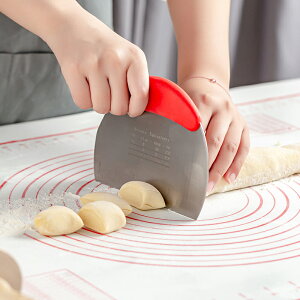 不銹鋼切面刀硅膠柄帶刻度刮刀刮板蛋糕饅頭切刀家用廚房烘焙工具