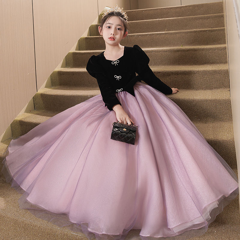 【店鋪熱銷】女童主持人禮服春秋花童婚禮小女孩高階輕奢兒童鋼琴演奏演出服