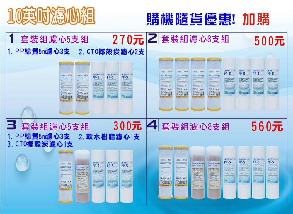 【龍門淨水】10”小胖過濾器 二道過濾 一透一藍 白鐵吊片 4分牙口 淨水器 前置過濾 家用商用 台灣製造(M504) 1