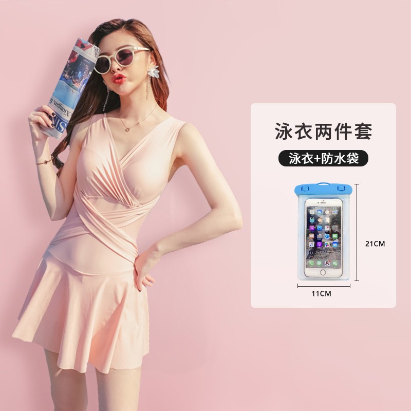 連體泳衣女/游泳裝 泳衣女夏季遮肚顯瘦連體裙式保守游泳衣2022年新款高級感性感泳裝【HZ71394】