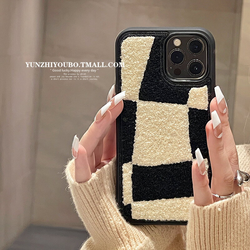 ins藝術幾何絨布適用iphone13/12pro max蘋果11手機殼iphonex矽膠xsmax個性x/xr日韓8plus女款全包防摔套
