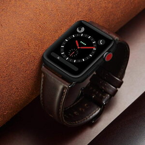 適用apple watch 4錶帶蘋果手錶iwatch4/3/2/1代真皮錶帶潮牛皮Series 4瘋馬皮質 全館免運