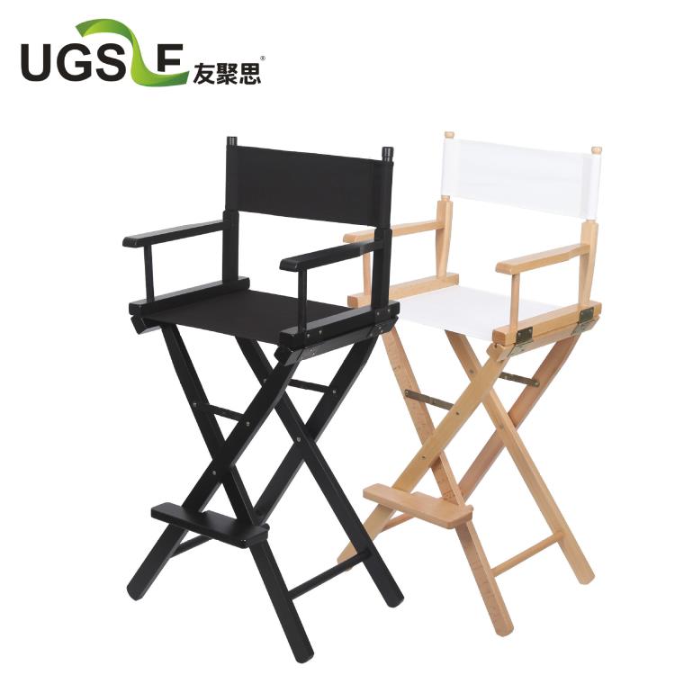 【快速出貨】櫸木高腳導演椅便攜式木質家具化妝椅寫生折疊椅戶外 全館免運