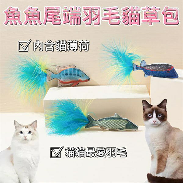 『台灣x現貨秒出』魚魚尾端羽毛貓薄荷玩具 寵物玩具 貓咪玩具 貓玩具 老鼠玩具 貓草玩具