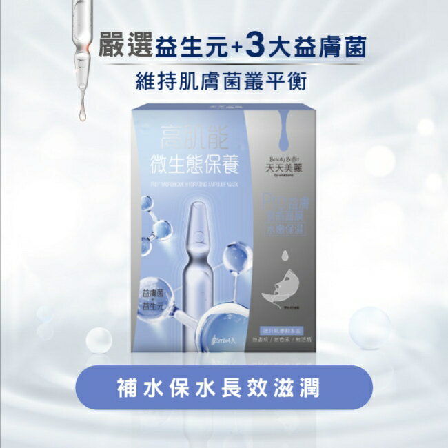 天天美麗 Pro+益膚 水嫩保濕安瓶面膜4入