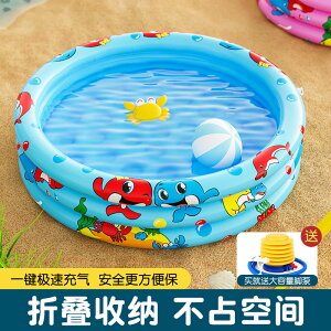 充氣游泳池兒童家用加厚寶寶圍欄可折疊戲水池家庭洗澡池海洋球池