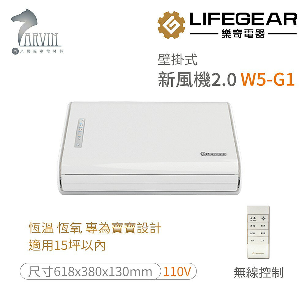 《樂奇》壁掛式新風機2.0 W5-G1 適合寶寶的新風機 適用15坪以內 110V