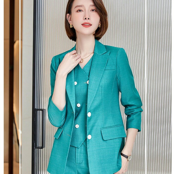 細紋硬挺韓版西裝外套(不含背心)[22S051-PF]灰姑娘