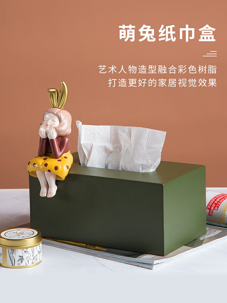 北歐輕奢紙巾盒ins家用高檔簡約現代客廳收納茶幾創意可愛抽紙盒 2