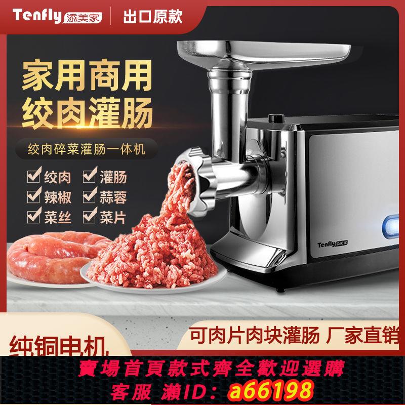 【臺灣公司 可開發票】Tenfly添美家用商用電動絞肉機灌香腸小型不銹鋼多功能自動餡臘腸