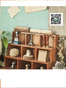 多格分隔收納盒壁掛博古架文玩擺件展示架多層木質復古zakka柜子