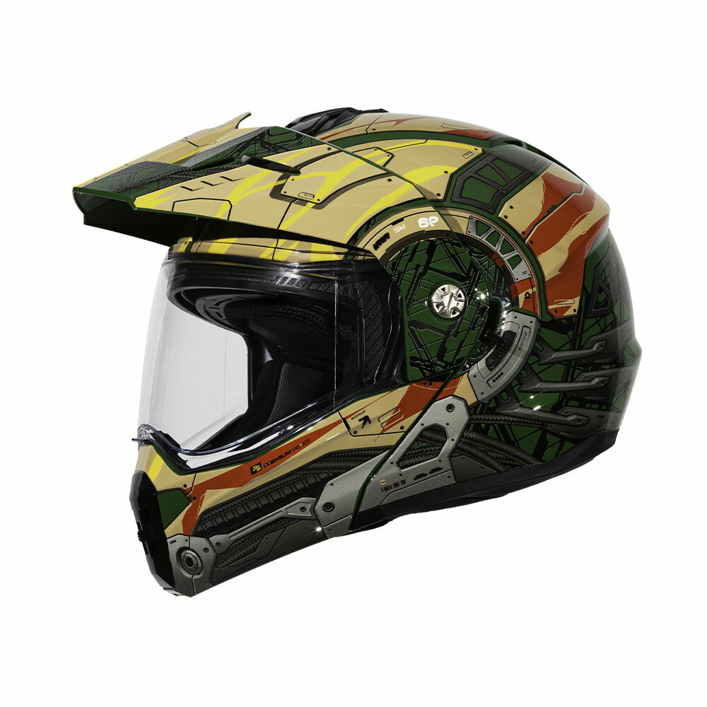 【SOL Helmets】SM-6P複合可掀式安全帽 (賽博格_綠/紅棕) ｜ SOL安全帽官方商城