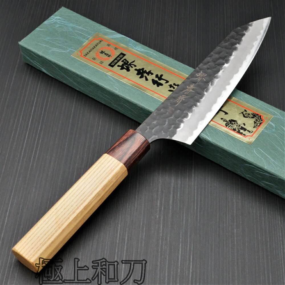 堺孝行 和三德刀 菜刀 萬用刀 超級青紙鋼槌目黒打 欅木柄 165ｍｍ 1196【極上和刀】【日本高品質菜刀】【領券滿額再折千8/31止】
