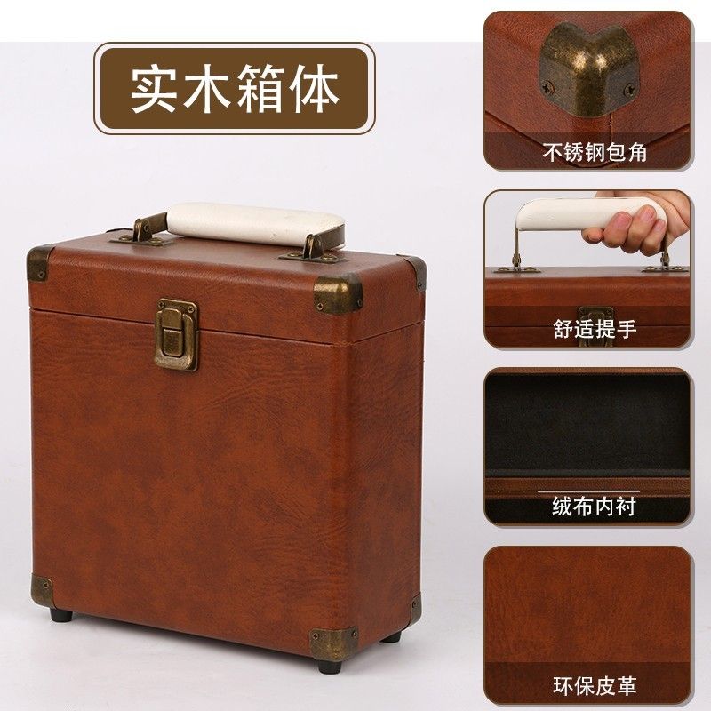 工廠現貨 復古實木手提LP黑膠收納收納箱12寸7寸分類儲物盒cd檔案收納盒487-LPS 保售後 臺灣公司